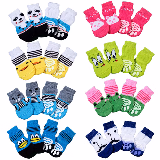 Haustierpfotenschutzsocken, weiche, rutschfeste Stricksocken für Hunde